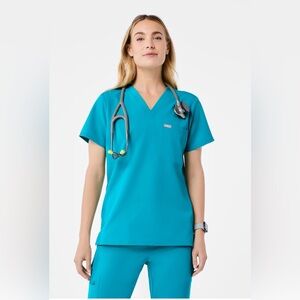 Figs Teal Scrub Set XS Catarina Top, XS/P Zamora Jogger
